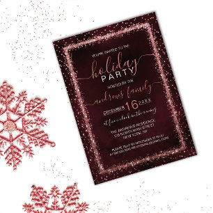 Burgund Rose Gold Sprinkled Confetti Urlaub Einladung