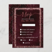 Burgund Rose Gold Sprinkled Confetti Wedding RSVP Karte (Vorne/Hinten)