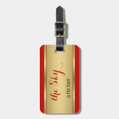 Burgund Rose Gold und Gold Gepäckanhänger (Vorderseite vertikal)