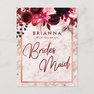 Burgund & Rose Gold werden Sie meine Bridesmaid se Einladung