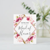 Burgund Rose Gold werden Sie meine Trauzeugin sein Einladung (Stehend Vorderseite)