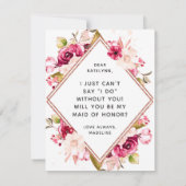 Burgund Rose Gold werden Sie meine Trauzeugin sein Einladung (Rückseite)