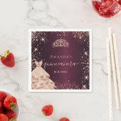 Burgund Rose Goldkleid Name Quinceanera Serviette (Beispiel)