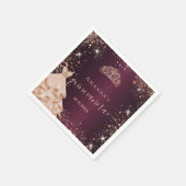 Burgund Rose Goldkleid Name Quinceanera Serviette (Ecke)