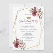 Burgund-Rose, Grad-Kappe, Abschluss Einladung (Vorderseite)