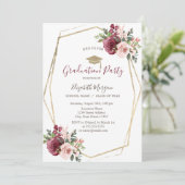 Burgund-Rose, Grad-Kappe, Abschluss Einladung (Stehend Vorderseite)