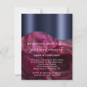 Burgund Rose Grenze QR Code Marsala Blue Navy (Vorderseite)