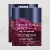 Burgund Rose Grenze QR Code Marsala Blue Navy (Vorne/Hinten)