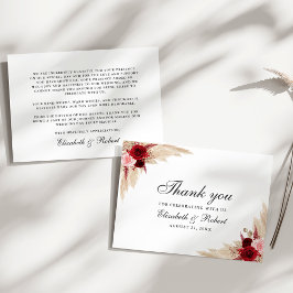 Burgund-Rose Hochzeit Dankeskarte