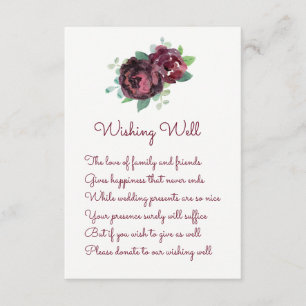 Burgund Rose Hochzeit Wunschkarten Begleitkarte