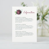 Burgund Rose Hochzeitskarten Begleitkarte (Stehend Vorderseite)