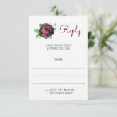 Burgund-Rose Hochzeitskarten für Wasserfarben RSVP Karte (Stehend Vorderseite)
