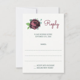 Burgund-Rose Hochzeitskarten für Wasserfarben RSVP Karte