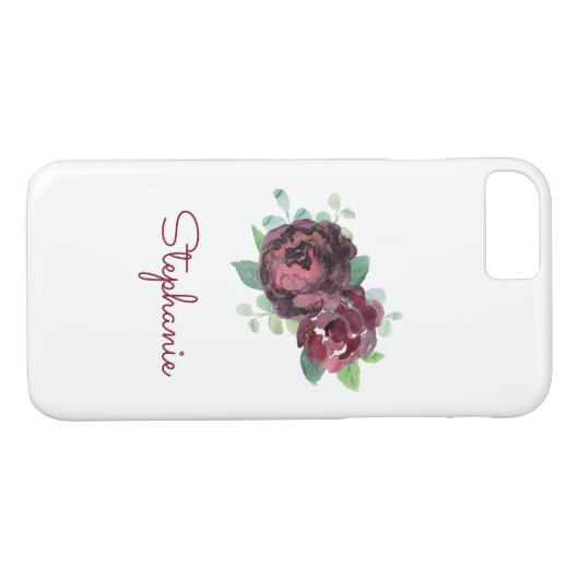 Burgund Rose Hübsche Wasserfarbe Case-Mate iPhone Hülle (Rückseite (Horizontal))