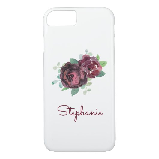 Burgund Rose Hübsche Wasserfarbe Case-Mate iPhone Hülle (Rückseite)