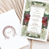 Burgund Rose Navy Blue Art Nouveau Mucha Einladung