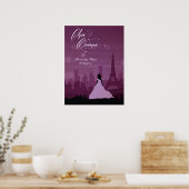 Burgund Rose Paris Feuerwerke Quinceañera Poster (Küche)