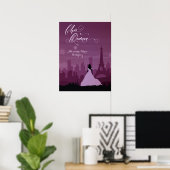 Burgund Rose Paris Feuerwerke Quinceañera Poster (Heimbüro)