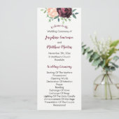 Burgund Rose Peach Peony Weddings Programme (Stehend Vorderseite)