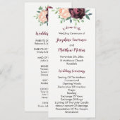 Burgund Rose Peach Peony Weddings Programme (Vorne/Hinten)