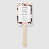 Burgund Rose Peony Wedding Programme Fächer (Rückseite)