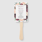 Burgund Rose Peony Wedding Programme Fächer (Vorderseite)