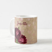 Burgund Rose Personalisiert Kaffee Tasse Cup Rose (Vorderseite Links)
