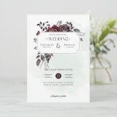 Burgund Rose Print oder digitale Hochzeitseinladun Einladung (Stehend Vorderseite)