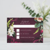 Burgund Rose Ranunculus Hochzeitlandschaft RSVP Karte (Stehend Vorderseite)