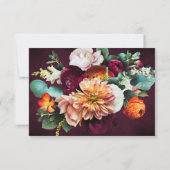 Burgund Rose Ranunculus Hochzeitlandschaft RSVP Karte (Rückseite)