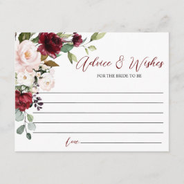 Burgund Rose-Ratschläge und Wunschkarte Begleitkarte