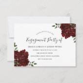 Burgund-Rose Romantische Engagement-Partei Einladung (Vorderseite)