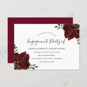Burgund-Rose Romantische Engagement-Partei Einladung