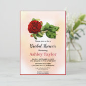 Burgund Rose Rosa Fall Blumenkohl Brautparty Einladung (Stehend Vorderseite)