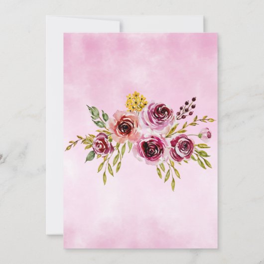 Burgund Rose Rustikale Blumengärten Geburtstag Einladung (Rückseite)