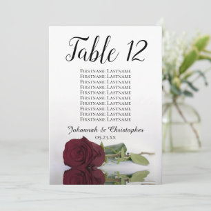 Burgund Rose Seating Chart Hochzeit Tischnummer