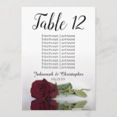 Burgund Rose Seating Chart Hochzeit Tischnummer (Vorderseite)