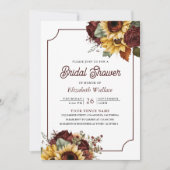 Burgund Rose Sonnenblumen Foto Brautparty Einladung (Vorderseite)