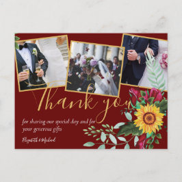 Burgund Rose Sonnenblumen FOTO Danke Postkarte
