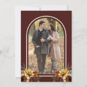 Burgund Rose Sonnenblumen Foto Hochzeit Save The Date (Rückseite)