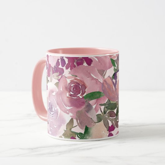 Burgund-Rose-Tasse Tasse (Vorderseite Links)