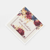 Burgund Rose und Marine 80. Geburtstag Serviette (Ecke)