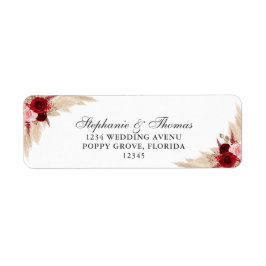 Burgund-Rose und Pampas-Gras-Rücksendeadresse