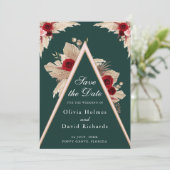 Burgund-Rose und Pampas-Gras-Save the Date-Karte Save The Date (Stehend Vorderseite)