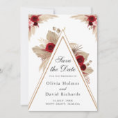 Burgund-Rose und Pampas-Gras-Save the Date-Karte Save The Date (Vorderseite)