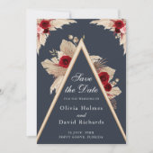 Burgund-Rose und Pampas-Gras-Save the Date-Karte Save The Date (Vorderseite)