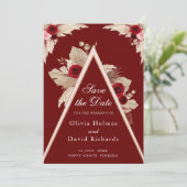 Burgund-Rose und Pampas-Gras-Save the Date-Karte Save The Date (Stehend Vorderseite)