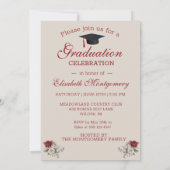 Burgund-Rose und Silver-Frame-Graduierungspartei Ankündigung (Rückseite)