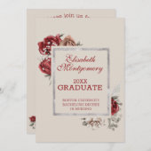 Burgund-Rose und Silver-Frame-Graduierungspartei Ankündigung (Vorne/Hinten)