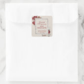 Burgund-Rose und Silver-Frame-Graduierungspartei Quadratischer Aufkleber (Tasche)